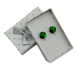 Csillogó kör- Swarovski kristályos Francia kapcsos fülbevaló-platina zöld
