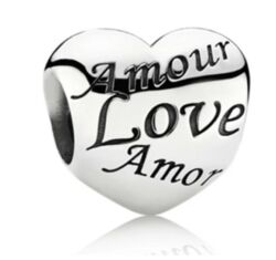 Pandora stílusú  ezüst charm - Amour,Love,Amor