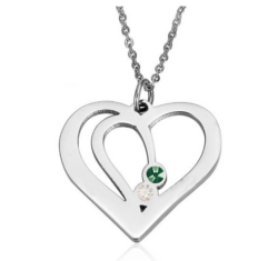 "TE&ÉN"  - fehér és smaragdzöld kristállyal - egymásba fonódó szív