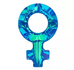 Female Symbol Pendant - Swarovski medál - Bermuda Blue - 18 mm