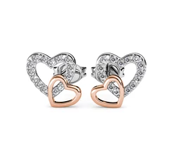 Szívek- ékszerdobozos Swarovski kristályos fülbevaló - fehér
