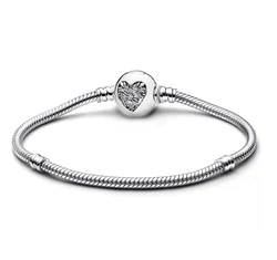 Pandora stílusú karlánc - kristályszív- 18 cm