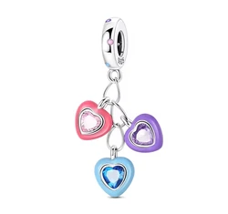 Pandora stílusú ezüst charm - 3 szív