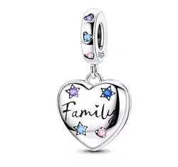 Pandora stílusú ezüst charm - Family
