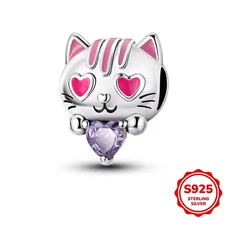 Pandora stílusú ezüst charm - Cat