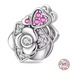 Pandora stílusú ezüst charm - Rózsám
