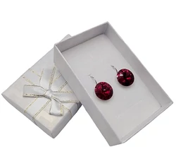 Csillogó kör- Swarovski kristályos Francia kapcsos fülbevaló-vörös