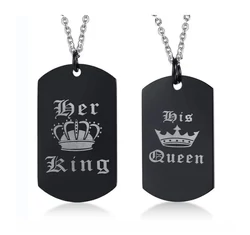 Her King-His Queen - gravírozható páros nemesacél nyaklánc