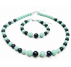 Swarovski gyöngy ékszerszett - Green & Black Pearl