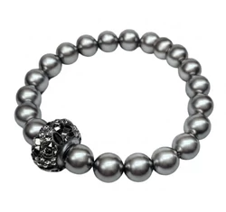 Swarovski gyöngy karkötő Swarovski kristályokkal - Grey - ezüst