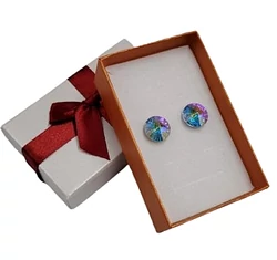 Csillogó kör- Swarovski kristályos fülbevaló-színjátszófehér