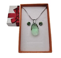 Drop- Swarovski kristályos nemesacél ékszerszett - zöld