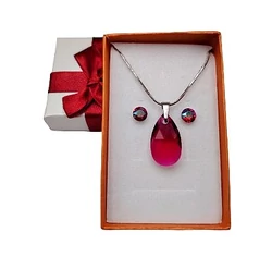 Drop- Swarovski kristályos nemesacél ékszerszett - magenta