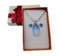Drop- Swarovski kristályos nemesacél ékszerszett - kék
