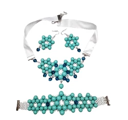 Annie - Swarovski gyöngy ékszerszett -  zöld