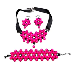 Alison - Swarovski gyöngy ékszerszett -  NeonPink