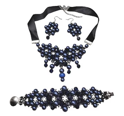 Dalma- Swarovski gyöngy ékszerszett -  Black