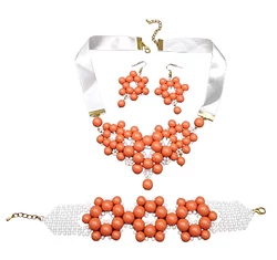 Livy- Swarovski gyöngy ékszerszett - narancs