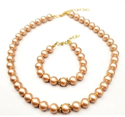 Swarovski gyöngy ékszerszett - Gold Pearl