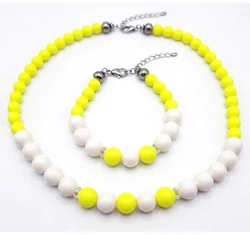 Swarovski gyöngy ékszerszett - Ivory & Neon Yellow Pearl - sárga