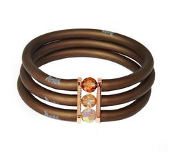 Toobe - 3 soros, Swarovski kristályos szilikon-bronz karkötő - Bronze