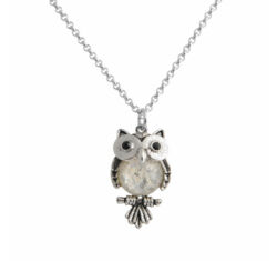 Fabos OWL - Kézzel készített opálköves nyaklánc - White opal silver - fehér