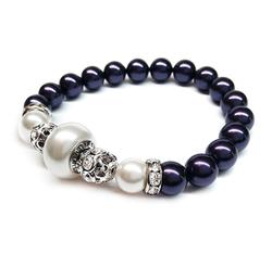 Swarovski gyöngy karkötő -Dark Purple -White - lila