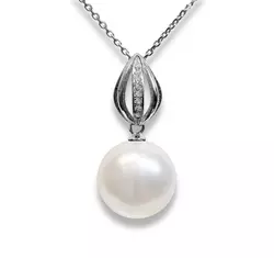 Swarovski kristályos gyöngy ezüst nyaklánc fehér gyönggyel