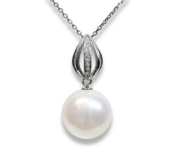 Swarovski kristályos gyöngy ezüst nyaklánc fehér gyönggyel