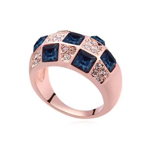 Mozaik- Swarovski kristályos gyűrű-kék
