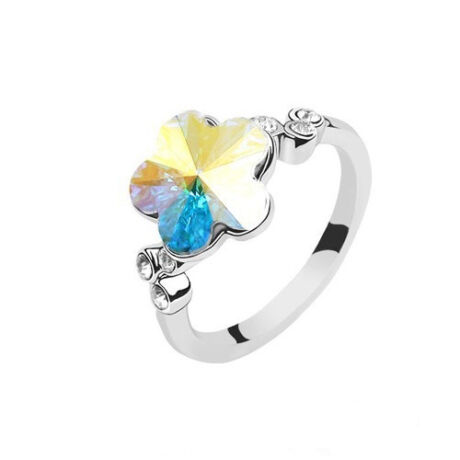 Színjátszós virág - Swarovski kristályos - Gyűrű - fehér