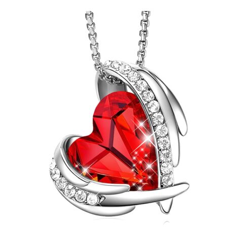 Red Angel- Swarovski kristályos nyaklánc-piros-ezüst