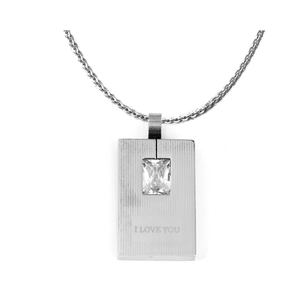 I Love You - acél nyaklánc-fehér Swarovski kristályos