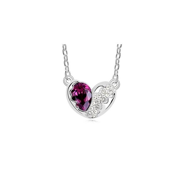 Törött szív - lilásbordó- Swarovski kristályos nyaklánc