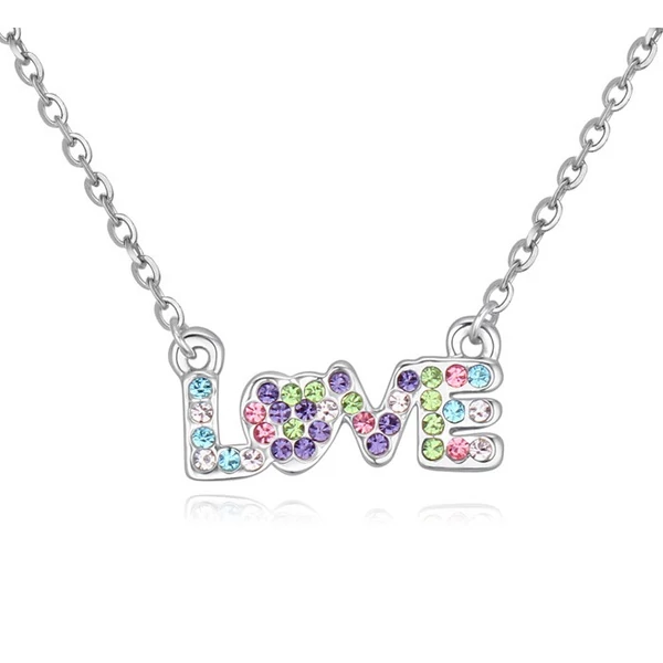 Love - színes- Swarovski kristályos nyaklánc – Valentin napra ajánljuk!