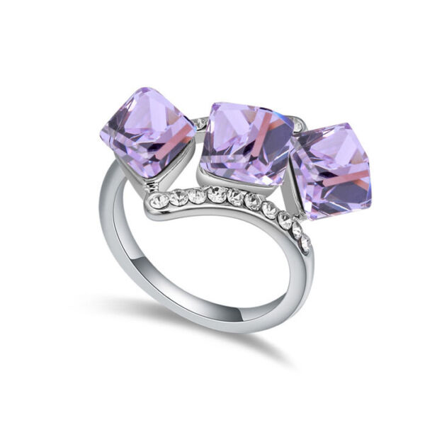 Kockák-lila-Swarovski kristályos - Gyűrű