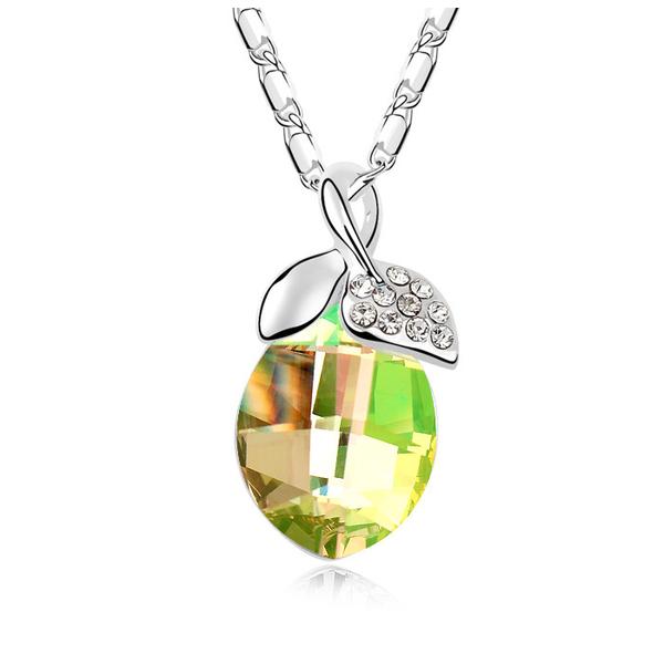 Ölelő levélke - borostyán- Swarovski kristályos