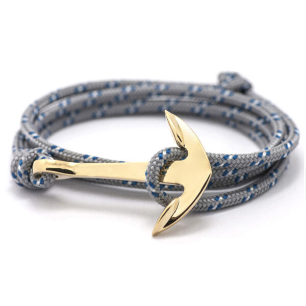 Anchorissime - Anchor horgony karkötő - arany - kék-fehér mintás szürke kötél