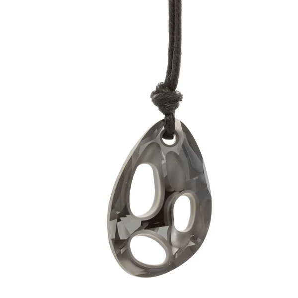 Radiolarian Pendant - Swarovski medál bőrkötélen- Silver Night - szürke
