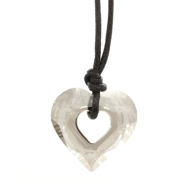 Miss U pendant - Swarovski medál bőrkötélen- Satin - ezüst