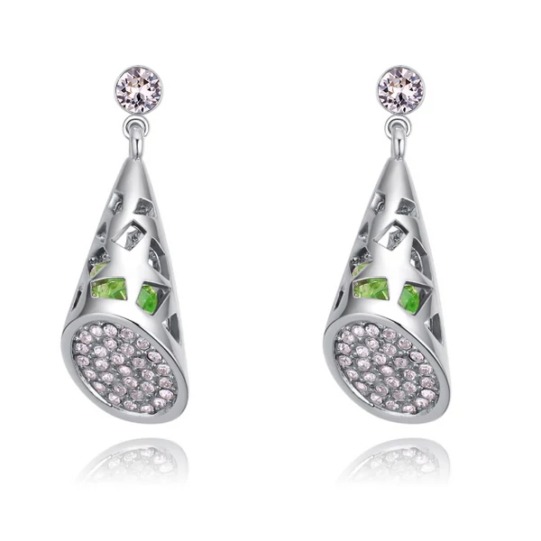 Tectum - zöld -  Swarovski kristályos fülbevaló