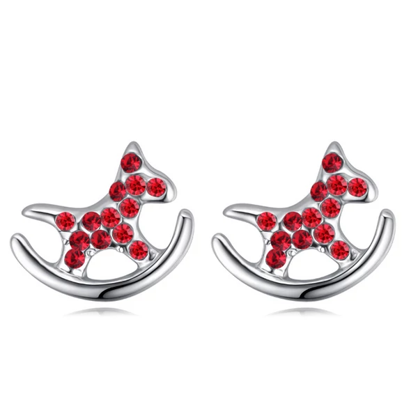 Hintaló- piros- Swarovski kristályos fülbevaló