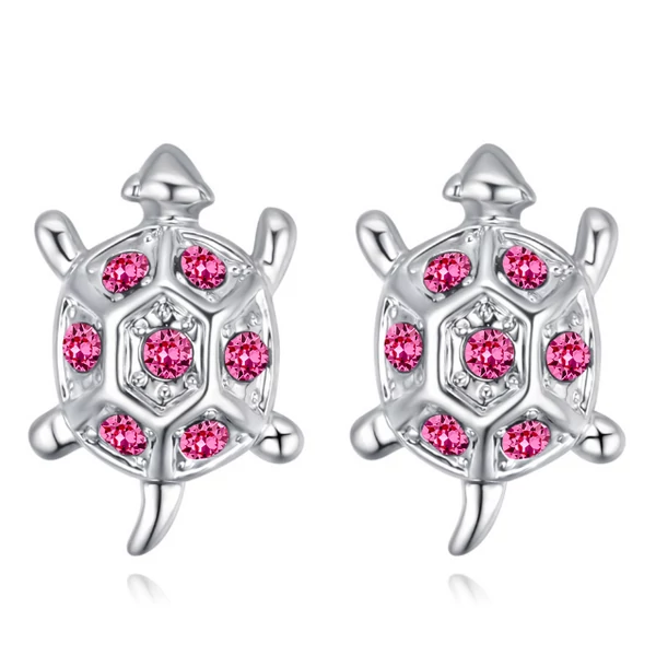 Testudo - rózsaszín - Swarovski kristályos fülbevaló