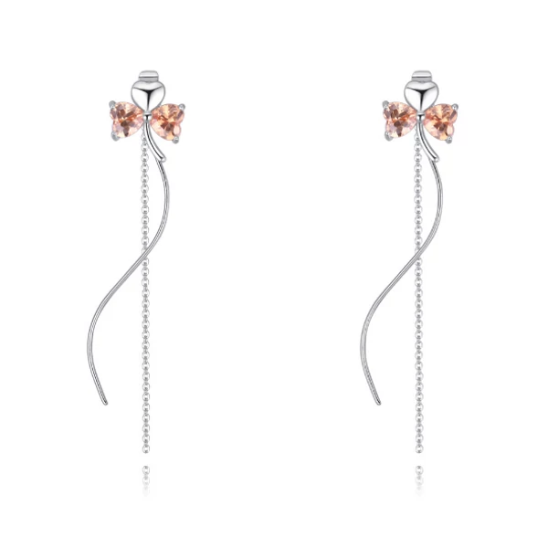 Három szív - Swarovski kristályos variálható fülbevaló - ezüst, borostyán