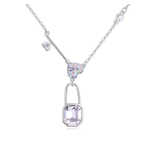 Padlock - fehér-Swarovski kristályos-nyaklánc