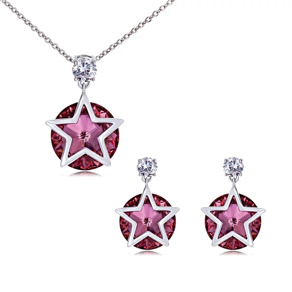 Álom és csillag - Swarovski kristályos ékszerszett - Light Ametist - rózsaszín