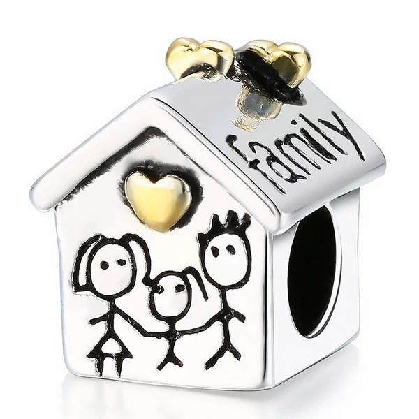 Pandora stílusú ezüst charm-Our family