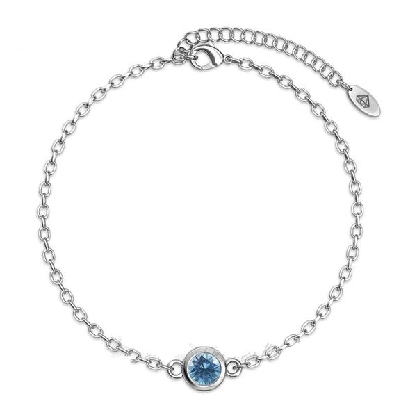 Március-Birth Stone-Swarovski kristályos karkötő - Aquamarine - piros