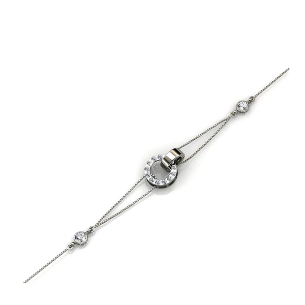 Egymásba kapaszkodva -  Swarovski kristályos karkötő - fehér, ezüst
