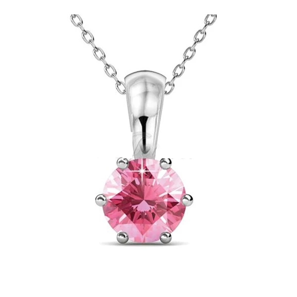 Október- Birth Stone Swarovski kristályos nyaklánc - Pink Tourmaline - rózsaszín